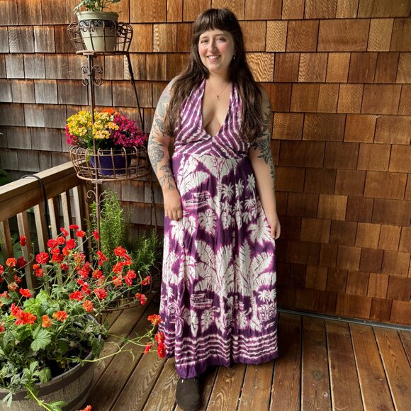 NWT FARM RIO Tropical Print Crossback V-Neck Halter Dress in Women's GG/US XL - Picture 1 of 15